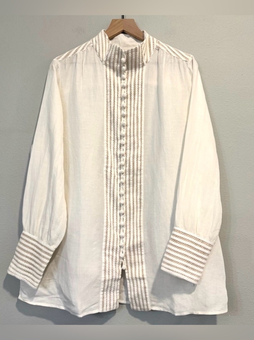 Soft Surroundings Ramie Modal Button Up Tunic Top Ivory Old Money Beach L